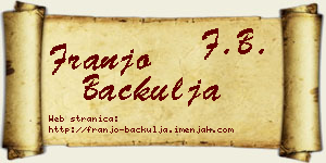 Franjo Bačkulja vizit kartica
